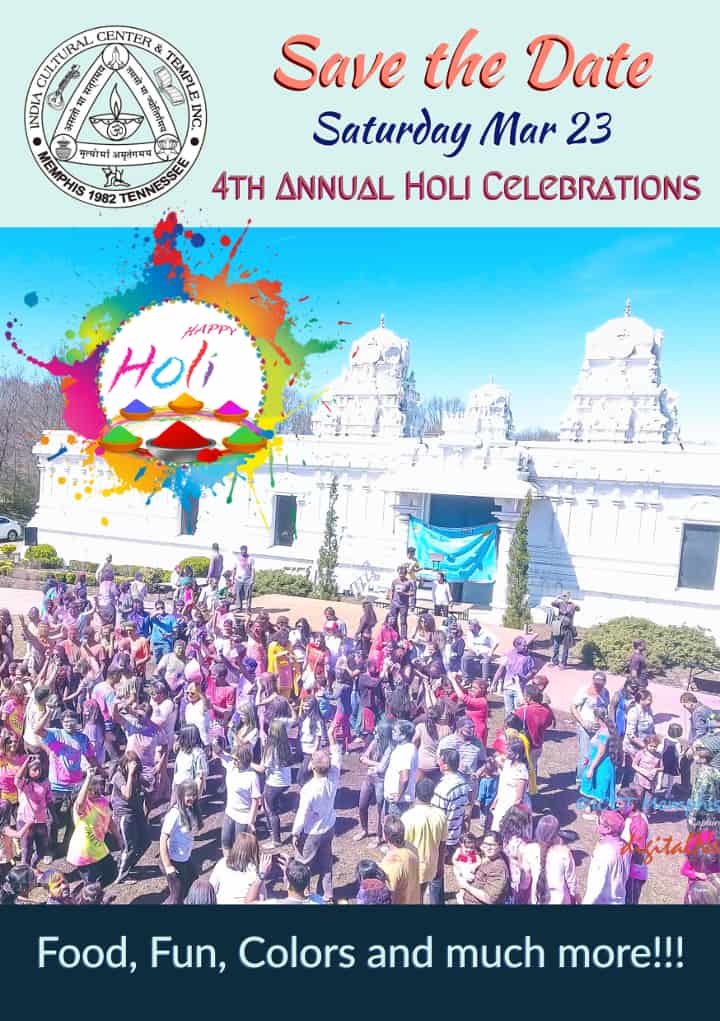 Save the Date - Holi at ICCT Memphis